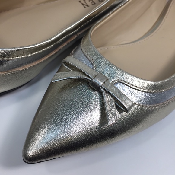 Ralph Lauren Sally Nappa Platino Point Toe Flats - Picture 6 of 8